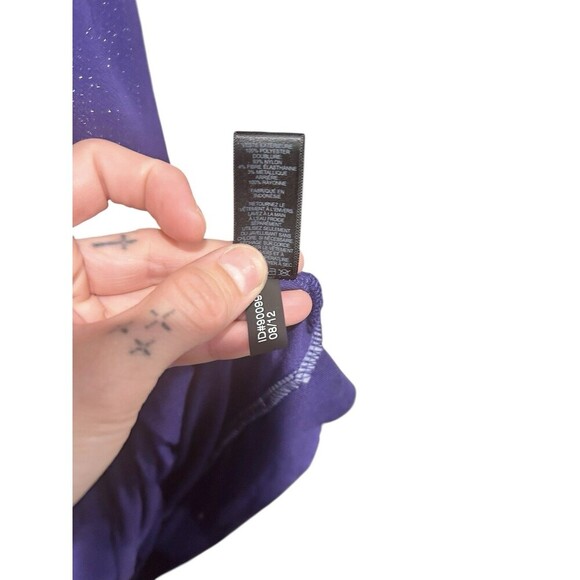 90s Y2K Express Vintage Top Sleeveless Tank Purple Blue Sparkle Faux Wrap Med - Picture 6 of 9